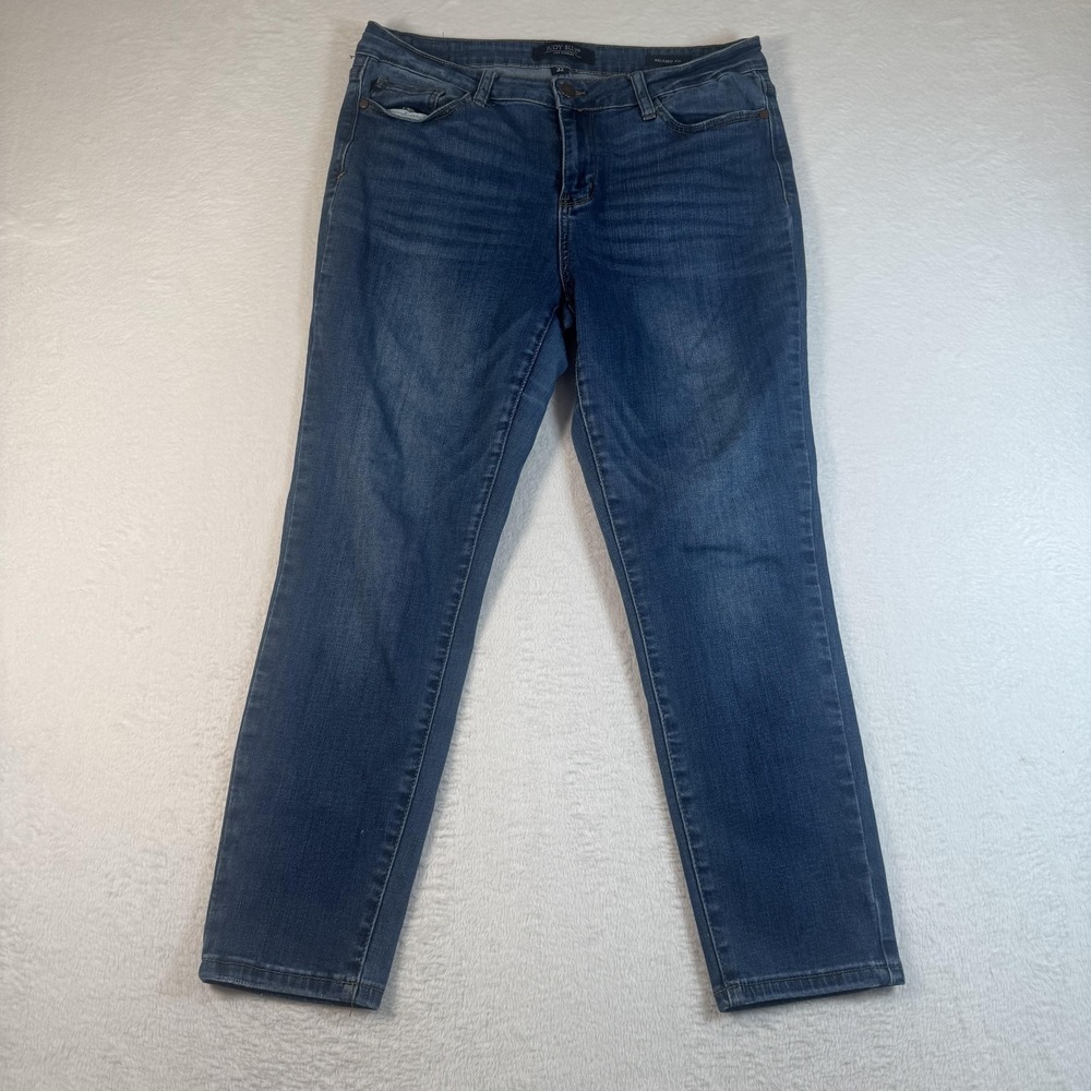 Judy Blue Relaxed Fit Straight Jeans Womens 32‎ Blue Med Wash Stretch 32x29